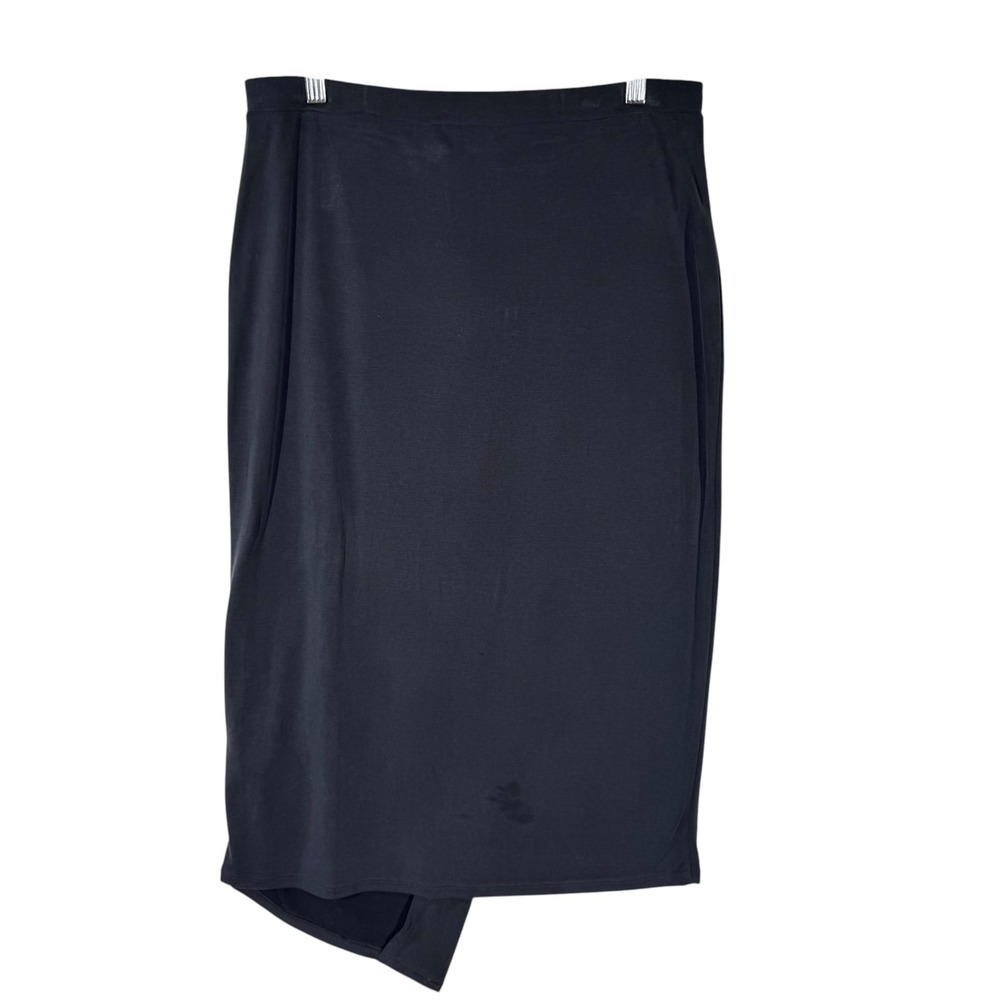 RO & DE Skirt Women's XL Gray Draped Asymmetrical Modal Midi Pull On Modern - Picture 2 of 9